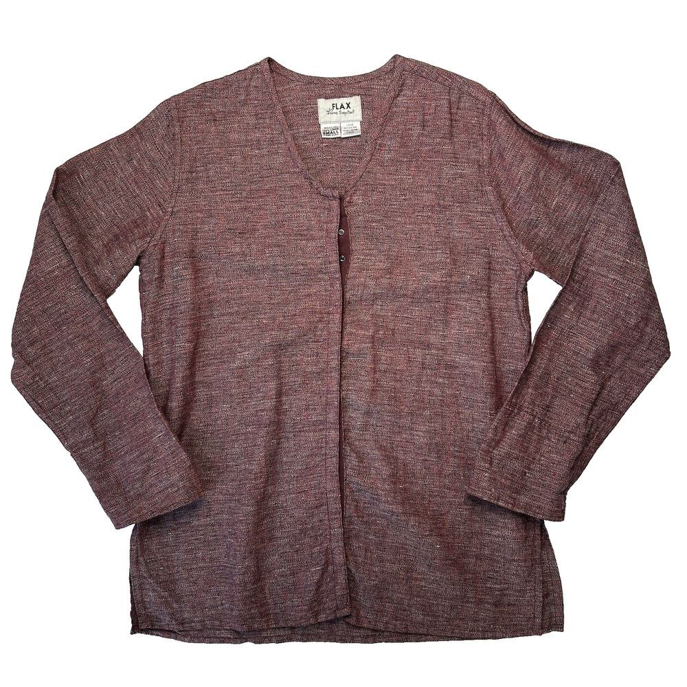 FLAX by Jeanne Engelhart Linen Oversized Tunic Duster Top Sz Small Red Lagenlook